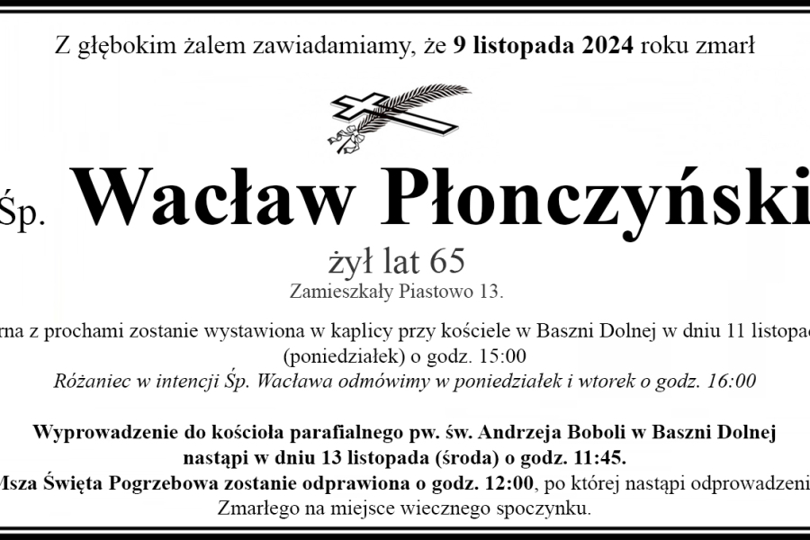 Zmarł Wacław Płonczyński